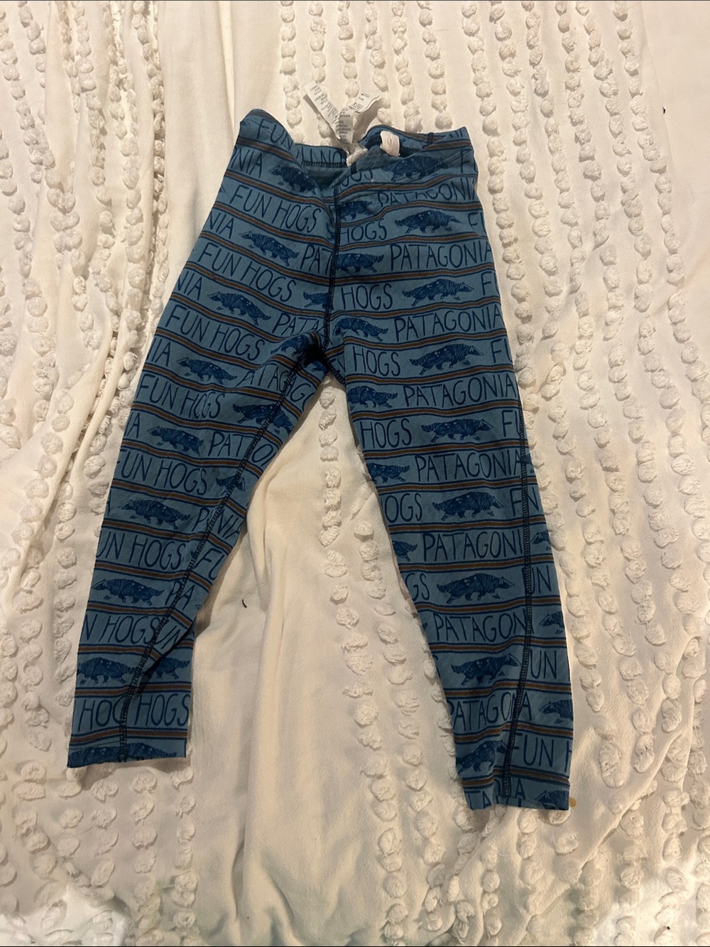 Patagonia Kids Blue Striped "Fun Hogs" base layer